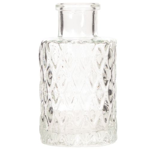 Mini Glasvase mit Rautenmuster Kleine Tischvase Flasche transparent 9cm 6St | Floristik24.de
