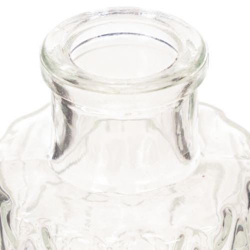 Mini Glasvase mit Rautenmuster Kleine Tischvase Flasche transparent 9cm 6St | Floristik24.de