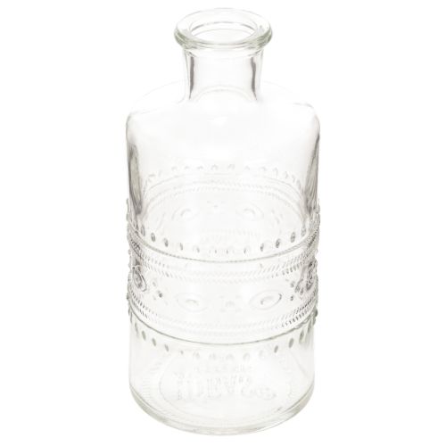 Glasflasche mit Muster zylindrisch klar Dekovase 15cm 6St