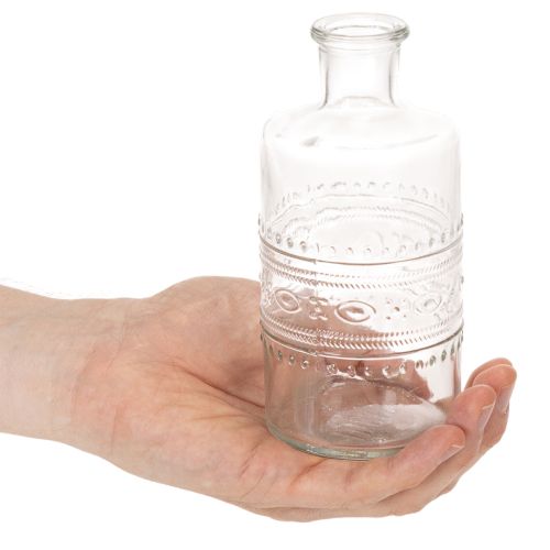 Glasflasche mit Muster zylindrisch klar Dekovase 15cm 6St | Floristik24.de
