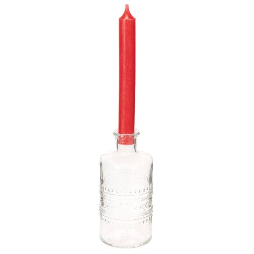 Glasflasche mit Muster zylindrisch klar Dekovase 15cm 6St | Floristik24.de