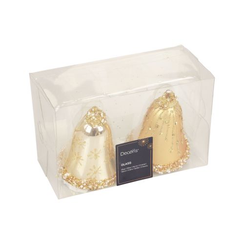 Floristik24 Glasglocke Christbaumschmuck Weihnachtsglocke 8,5cm 2St