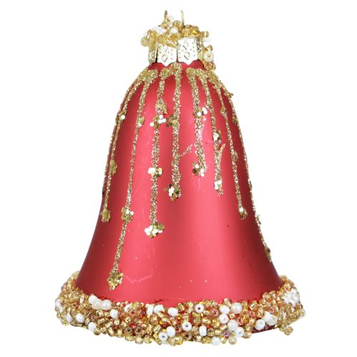 Floristik24 Glasglocke Weihnachtsglocken Rot Gold Ø6,5cm H8,5cm 2St