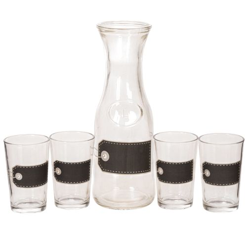 Glaskaraffe H27cm mit 4 Gläsern H11cm