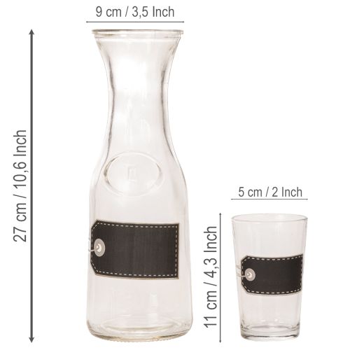 Glaskaraffe H27cm mit 4 Gläsern H11cm | Floristik24.de