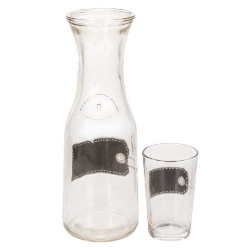Glaskaraffe H27cm mit 4 Gläsern H11cm | Floristik24.de