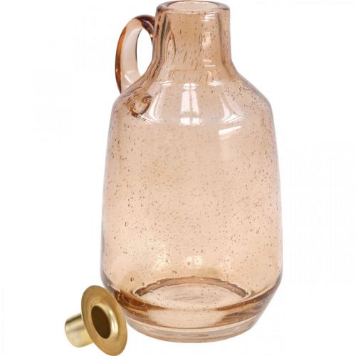 Floristik24 Kerzenständer Glas Stabkerze Hellbraun Glas Deko H22cm