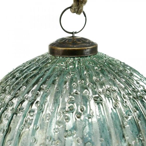 Floristik24 Glaskugel zum Hängen Blau Vintage Weihnachtsdeko Glas Ø15cm