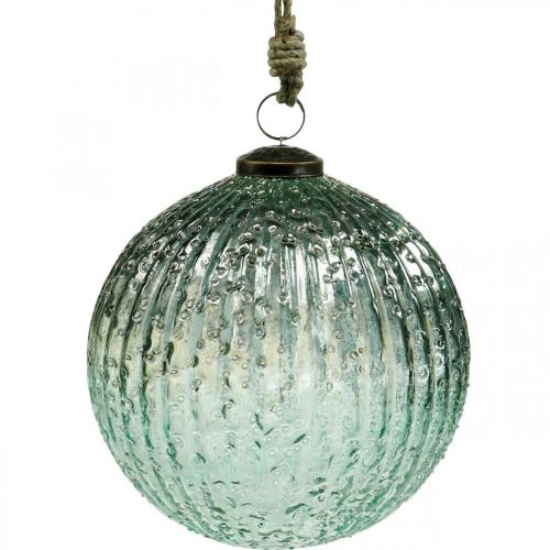 Floristik24 Glaskugel zum Hängen Blau Vintage Weihnachtsdeko Glas Ø15cm