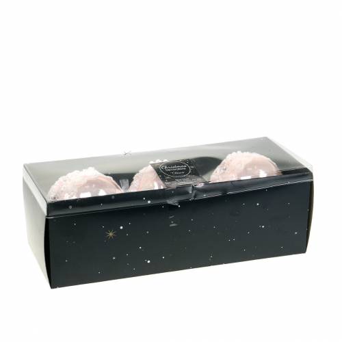 Floristik24 Glaskugel Rosa mit Spitze und Perlen 3St