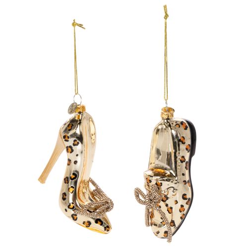 Glasschuh Ornament mit Leopardenmuster Christbaumschmuck 13cm 2St kaufen | Floristik24.de