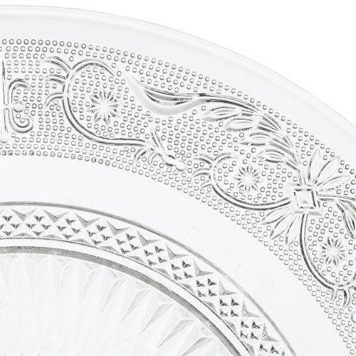 Floristik24 Glasteller auf Fuß Flache Glasschale mit Muster Klar Ø25cm