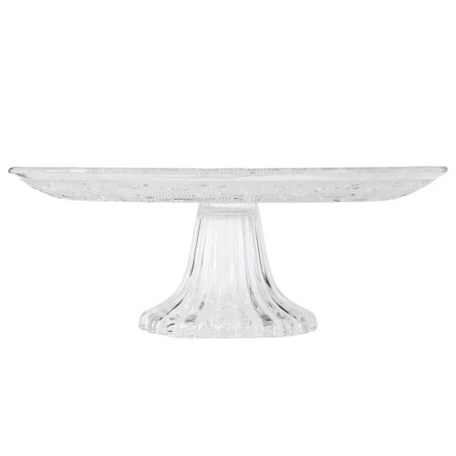 Glasteller auf Fuß Flache Glasschale mit Muster Klar Ø25cm | Floristik24.de