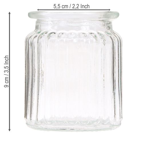 Floristik24 Glasvase Klar Geriffeltes Glas Deko Vase Ø8cm H9cm 6 St