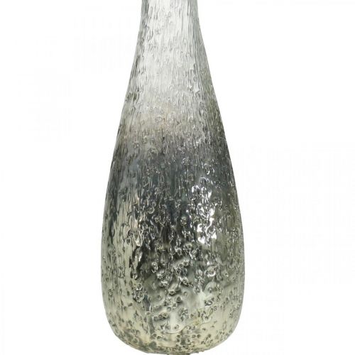 Floristik24 Blumenvase aus Glas, Tischvase zweifarbig Echtglas Klar, Silber H30cm