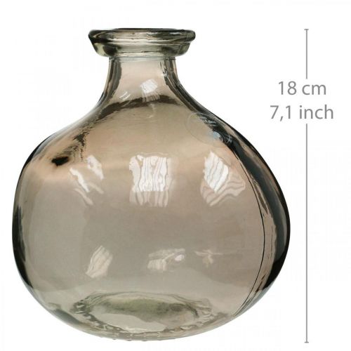 Floristik24 Glasvase rund Braun Glasdeko Vase rustikal Ø16,5cm H18cm