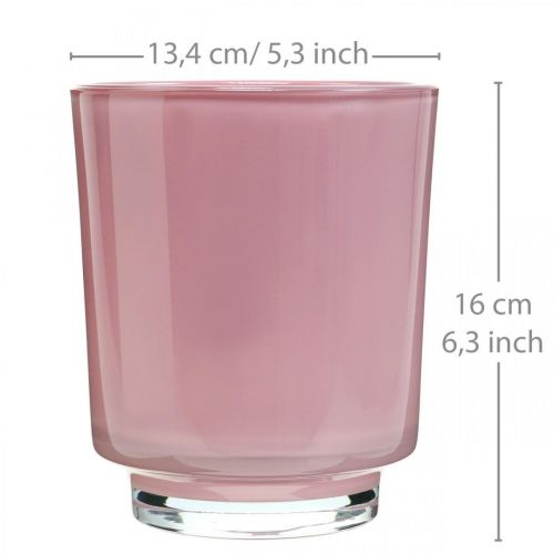 Glas-Übertopf, Orchideentopf, Deko-Vase Rosa H16cm Ø13,4cm