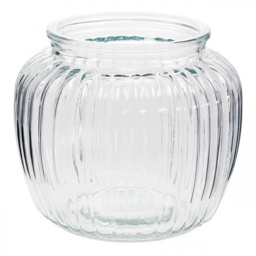 Glasvase gerippt Vase Glas Ø14cm H13cm 2St