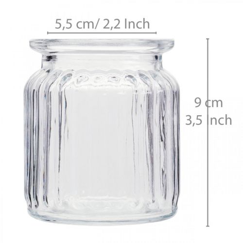 Artikel Glasvase gerippt Vase Glas Ø7,5cm H9cm 4St