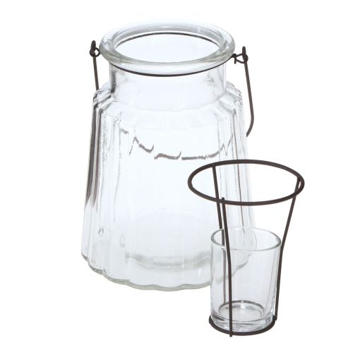 Artikel Glaswindlicht Windlicht mit Henkel Glas Klar Ø14cm H18cm