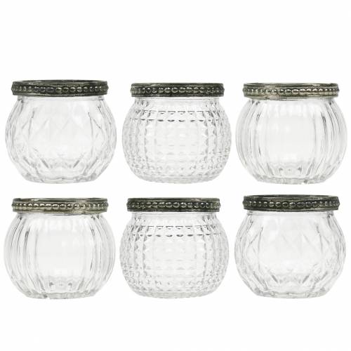 Floristik24 Glaswindlicht Ø6,5cm H5,5cm 6St