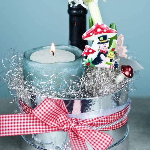 Floristik24 Glaswindlicht Grün gefrostet Ø8,5cm H9,5cm