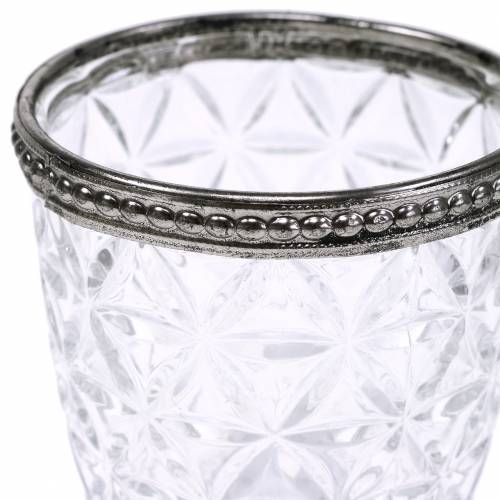 Floristik24 Glaswindlicht Antik mit Metallrand Ø7,5cm H7,5cm