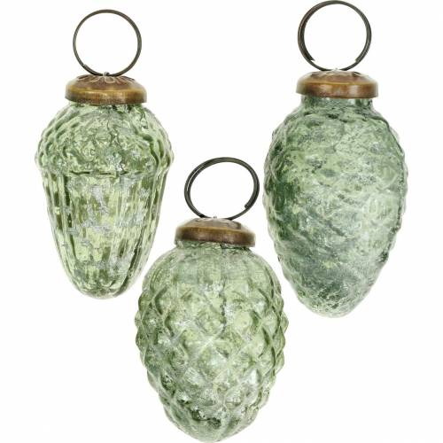 Baumschmuck Herbstfrüchte Transparent, Grün Echtglas 6,5cm 3St