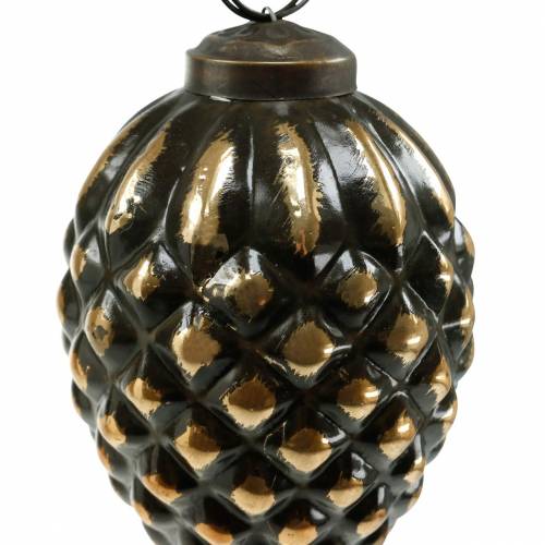 Floristik24 Eicheln und Zapfen zum Hängen Braun, Golden Glas 8,5cm 3St im Set