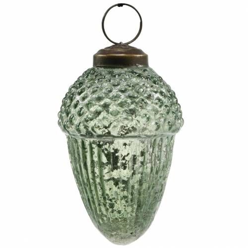 Floristik24 Baumschmuck Eicheln Transparent, Grün Echtglas 9cm 3St