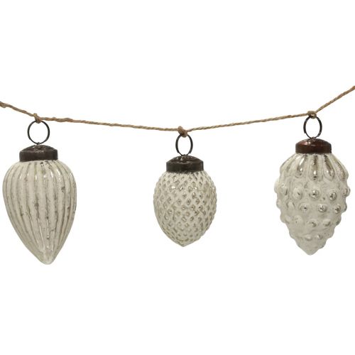 Floristik24 Glaszapfen Girlande Hängedeko Weihnachten Weiß Silber 120cm