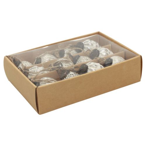 Floristik24 Glaszapfen Girlande Hängedeko Weihnachten Weiß Silber 120cm