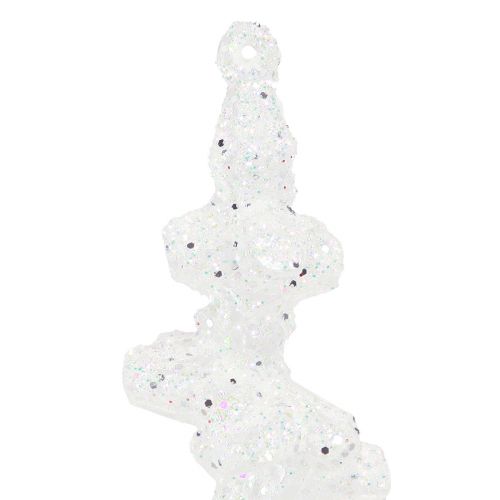 Artikel Glitter Eiszapfen zum Hängen Winterdeko Weiß 24cm 4St