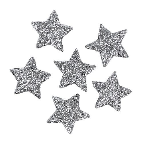 Floristik24 Glitterstern Silber Ø2,5cm 96 St