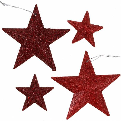 Artikel Glitterstern Rot- Mix 9,5/5cm 18St