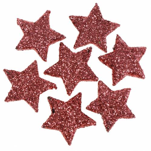 Floristik24 Glittersterne zum Streuen Koralle 2,5cm 48 St
