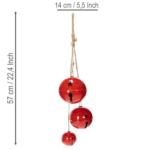 Rote Metallglocken im 3er-Set