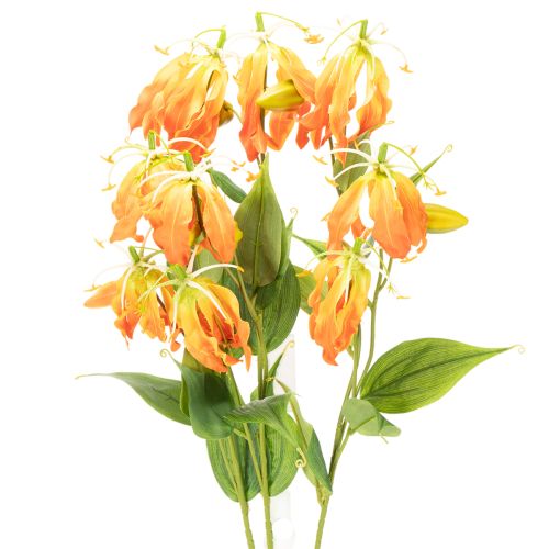 Kunstblume Gloriosa orange mit langen Stielen für Vasen 80cm 3St | Floristik24.de