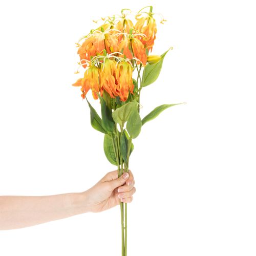 Kunstblume Gloriosa orange mit langen Stielen für Vasen 80cm 3St | Floristik24.de