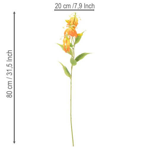 Kunstblume Gloriosa orange mit langen Stielen für Vasen 80cm 3St | Floristik24.de