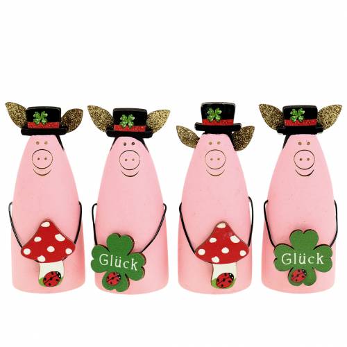 Floristik24 Glücksschwein Glücksbringer Silvester-Deko 9,5cm 4St