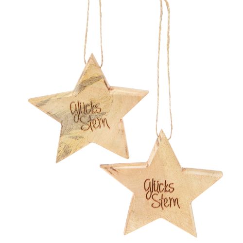 Glücksstern Deko Holzstern Natur 8cm Hängend 8er Set