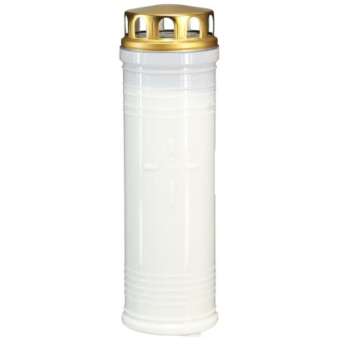 Floristik24 Grabkerze Grablicht Trauerlicht Weiß Ø7,5cm H24,5cm