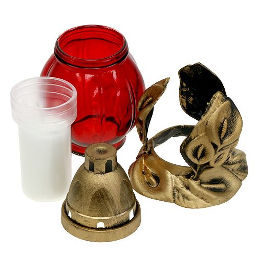 Floristik24 Grablicht Rot Ø12,5cm H19,5cm 6 St