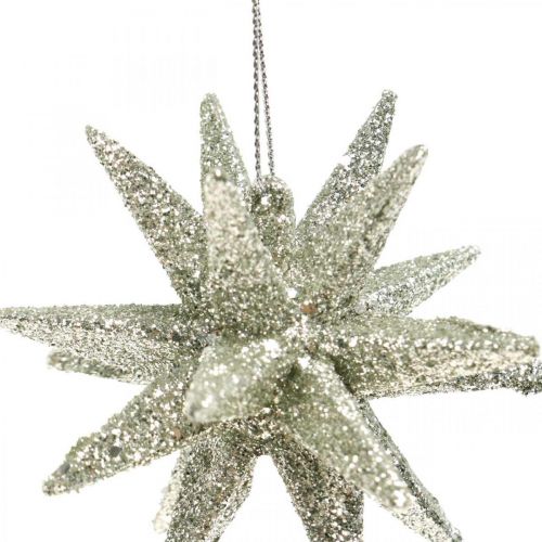 Floristik24 Glitzer Sterne zum Hängen Champagner Christbaumschmuck 7,5cm 8St