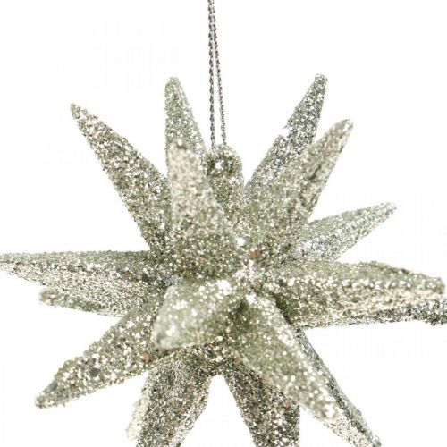 Floristik24 Glitzer Sterne zum Hängen Champagner Christbaumschmuck 7,5cm 8St