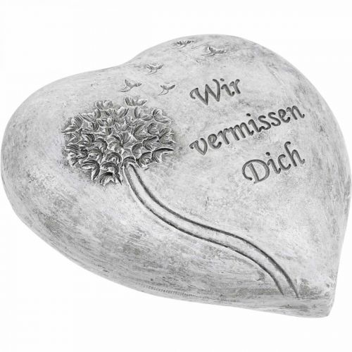 Floristik24 Grabschmuck Herz mit Spruch „Wir vermissen Dich“ 12cm 4St