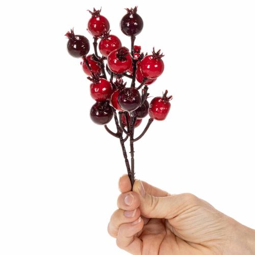 Kunstzweig Granatapfel mit verzweigten Stielen als Vasenschmuck 19cm 4St | Floristik24.de