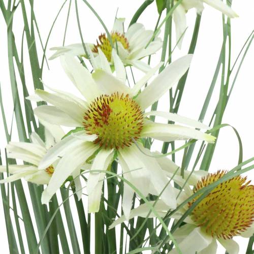 Gras mit Echinacea künstlich im Topf Weiß 56cm