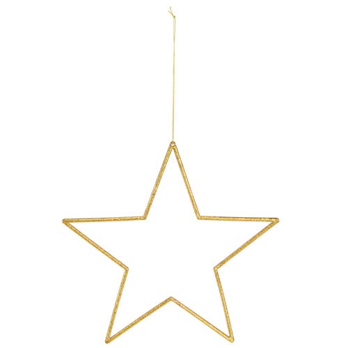Artikel Glitzernde Goldene Deko-Sterne 24cm zum Hängen - Weihnachtsdeko 6er Set